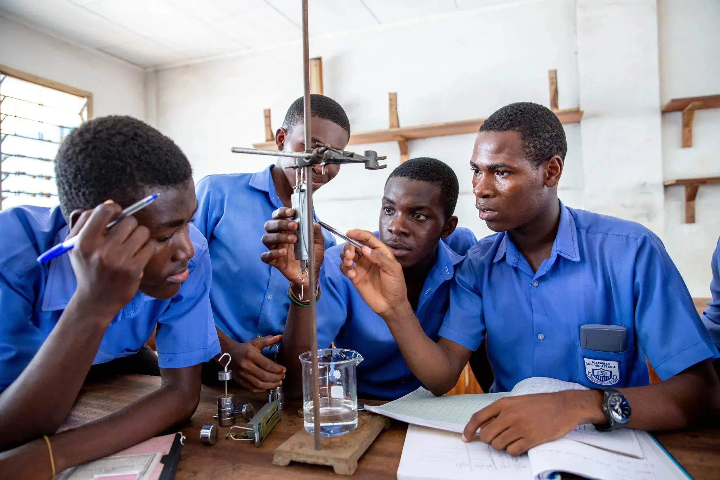 Students taking part in a practical science laboratory session